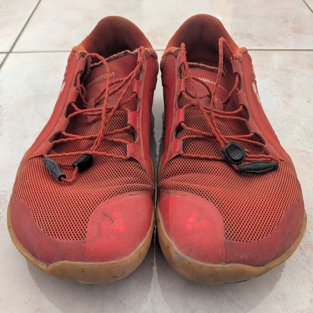 USED Vivobarefoot Mens Primus Trail II FG Textile Synthetic Fiery Coral Trainers - Picture 3 of 6